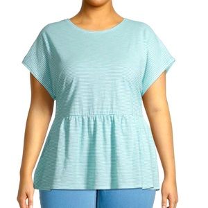 Mint striped Peplum top sz 22w only